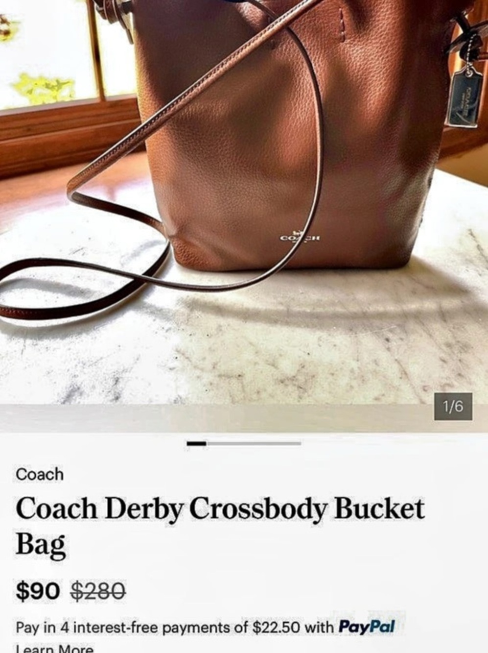 Coach Derby Crossbody Bucket Bag in Brown
